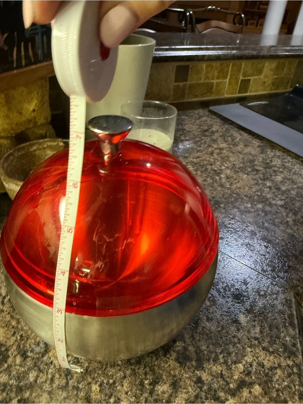 Retro Red Dome Food Storage/ ice bucket  with Stainless Steel Base
